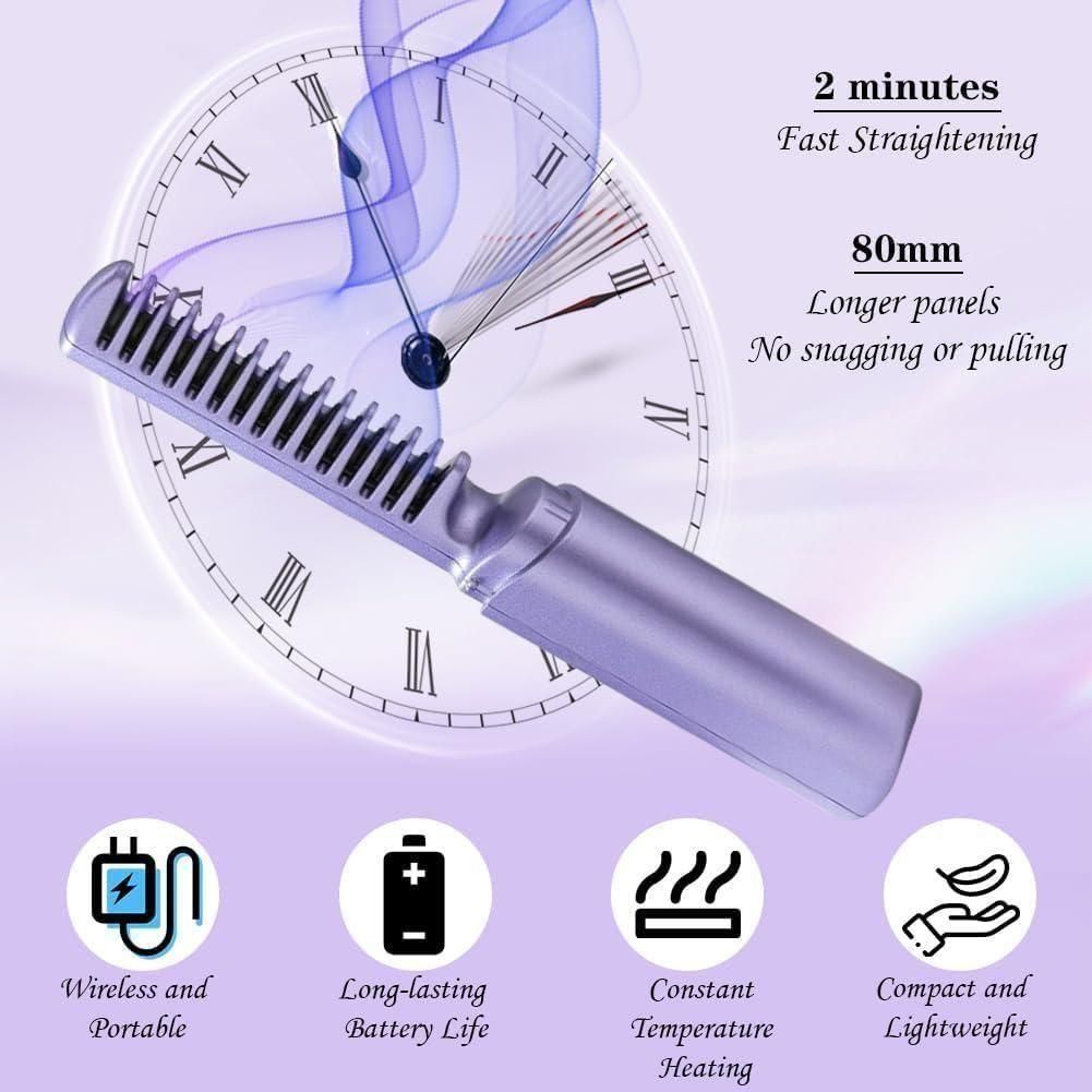 Premium Meneflix Portable Mini Hair Straightener Cordless Rechargeable Mini Adjustable Hair Straightener Hot Comb ( Free Shipping + COD available)