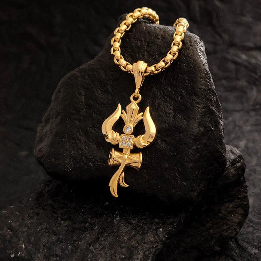 Divine Om Trishul Pendant With Chain